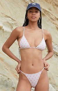 Pacsun Rose Floral Delphinium Ring Adjustable Side Bikini Bottom