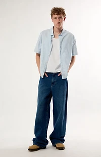 Pacsun Striped Boxy Short Sleeve Button Down Shirt