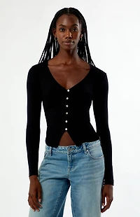 Your Favorite Shelby Button Up Split Hem Long Sleeve Top