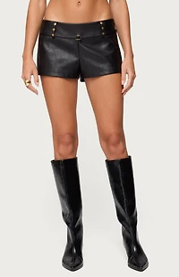 Edikted Reese Studded Faux Leather Micro Shorts