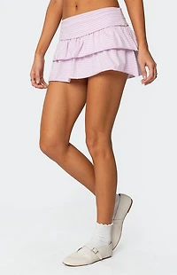 Edikted Lexie Ruffle Striped Mini Skirt