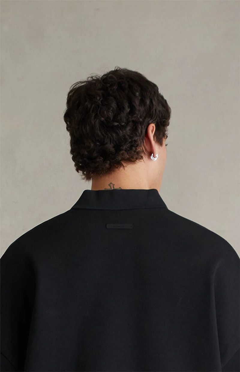 Fear of God ESSENTIALS Vintage Black Signature ’90s Cropped Polo Shirt