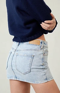 Pacsun Bella Stretch Light Indigo Mid Rise Denim Mini Skirt