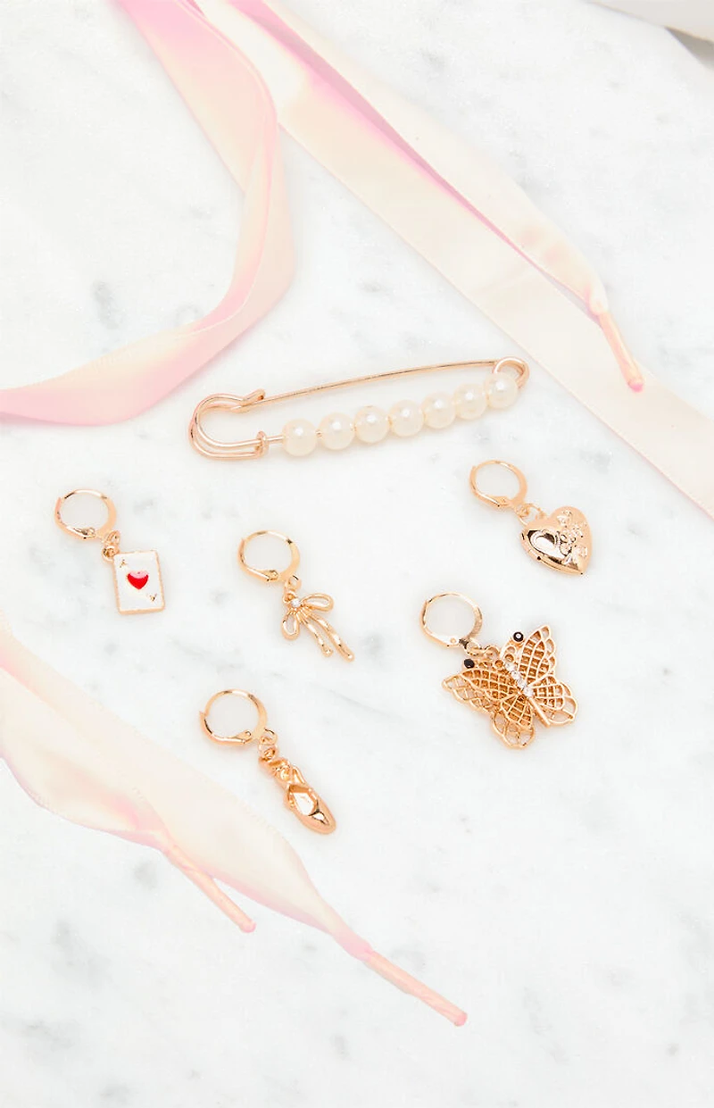 LA Hearts Pink Satin Charm Shoelaces