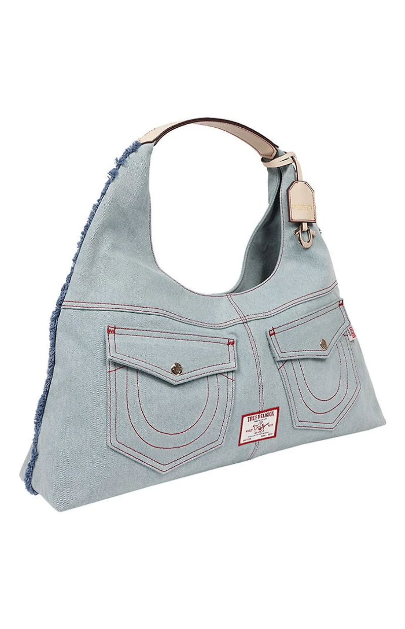 True Religion Arden Contrast Stitch Denim Hobo Bag