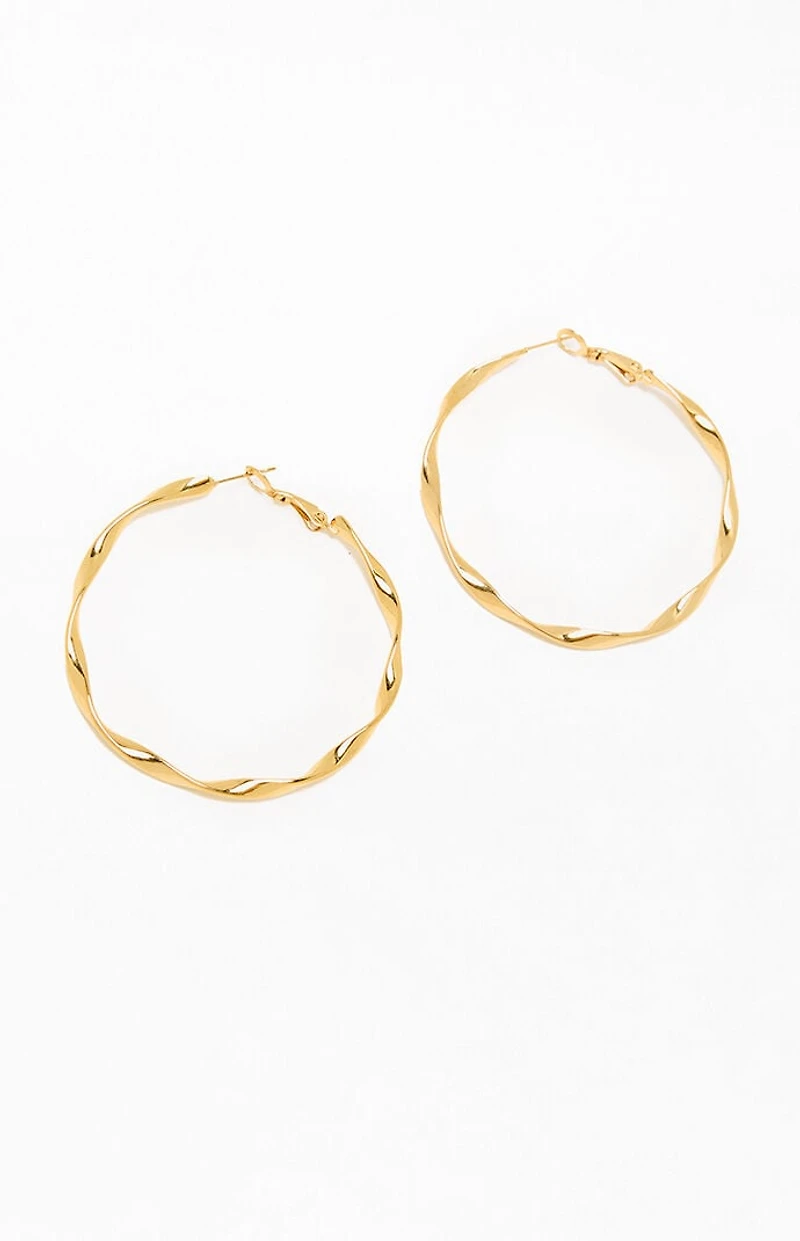 LA Hearts Gold Twisted Hoop Earrings