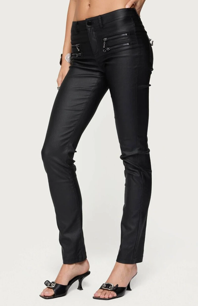 Edikted Kaede Faux Leather Skinny Jeans