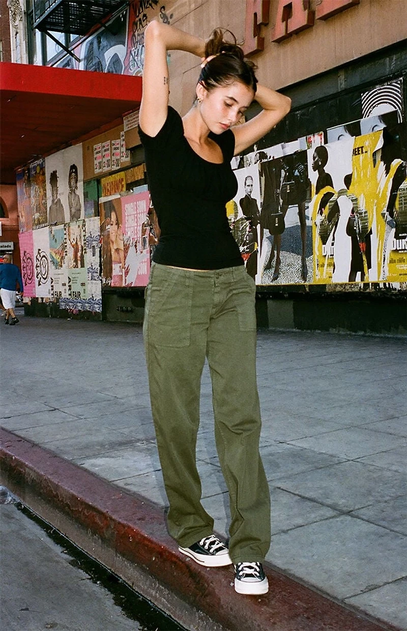 John Galt Black Ruched T-Shirt