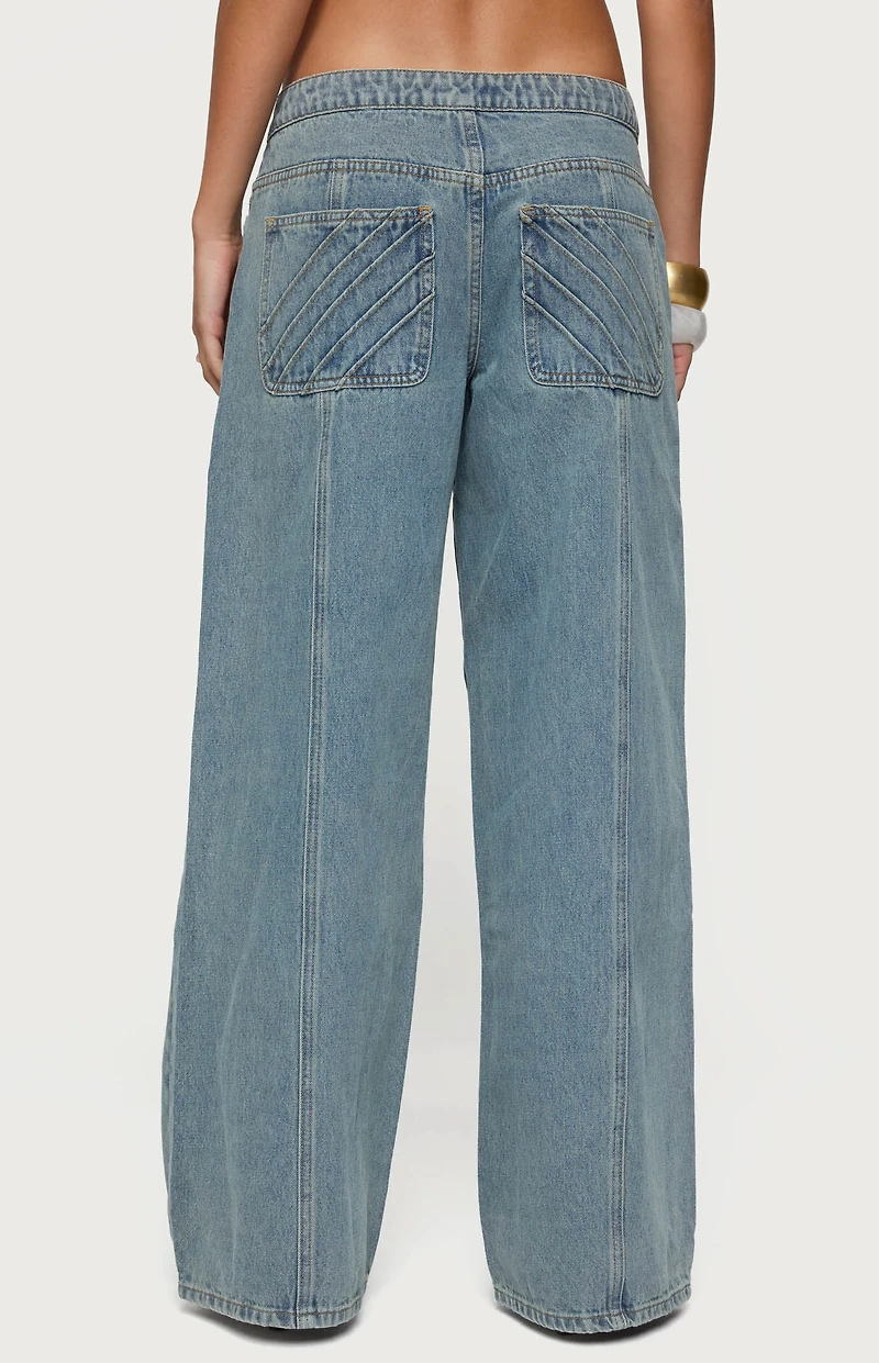 Edikted Stitch & Pleat Low Rise Jeans