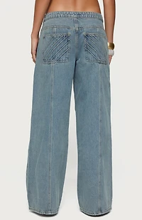 Edikted Stitch & Pleat Low Rise Jeans