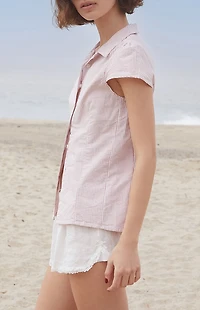 John Galt Striped Rue Collared Top