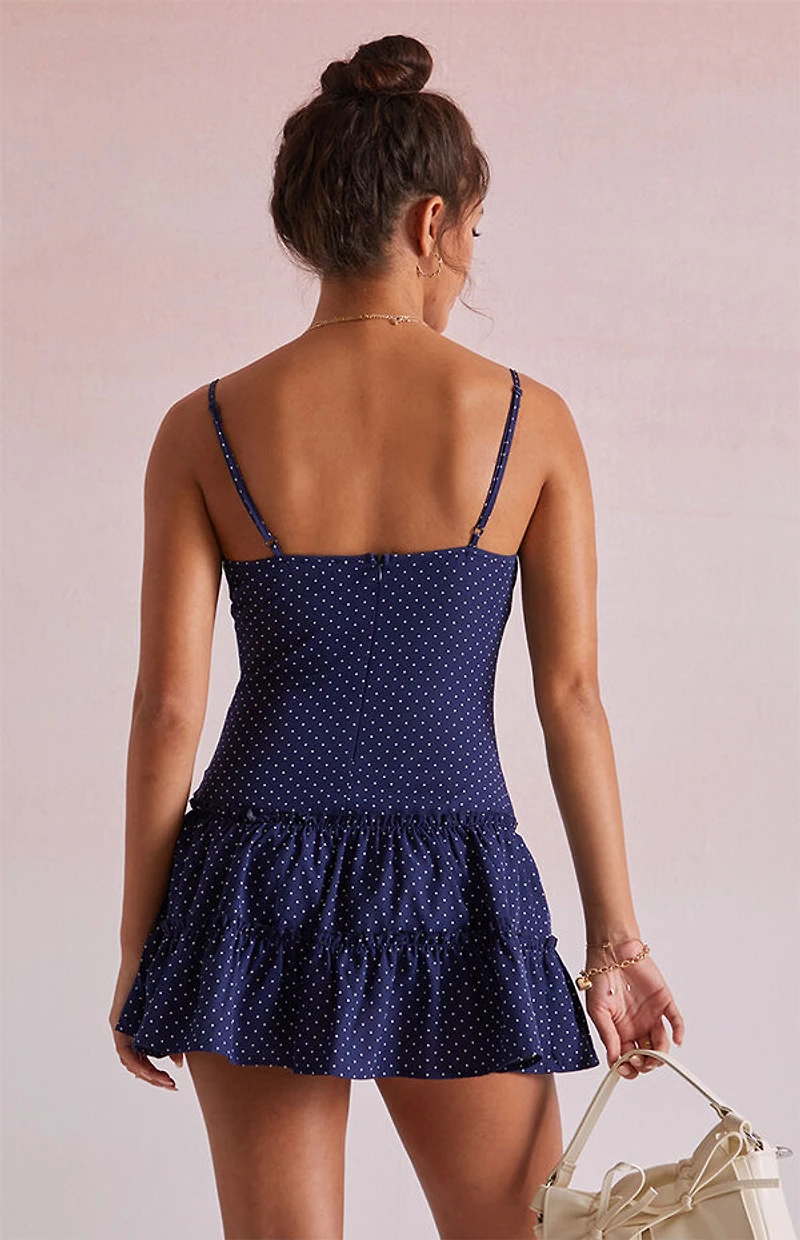 Beverly and Beck Cece Lace Trim Polka Dot Mini Dress