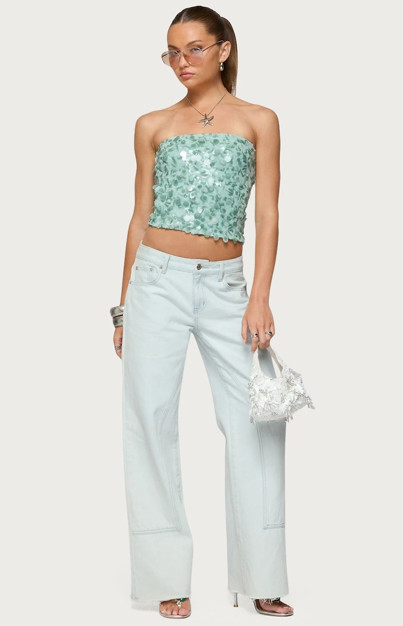 Edikted Brynn Sequin Strapless Top