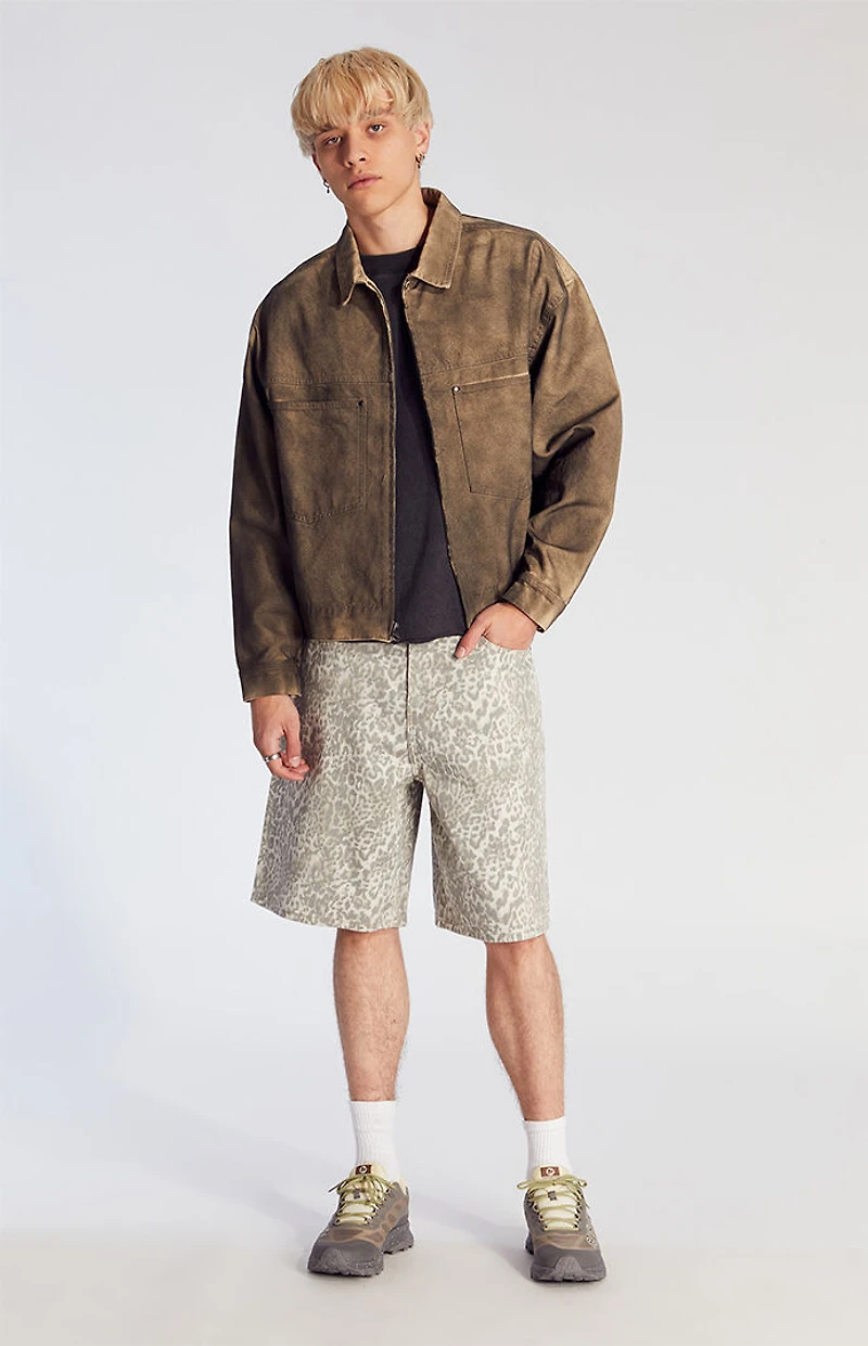 Pacsun Light Leopard Baggy Denim Shorts