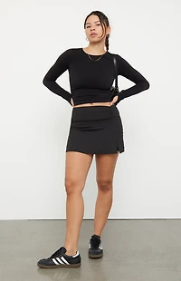 PAC 1980 Active Black Princess Cinched Yoga Mini Skort