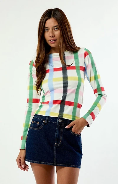 Sixxta Rainbow Confetti Long Sleeve Top
