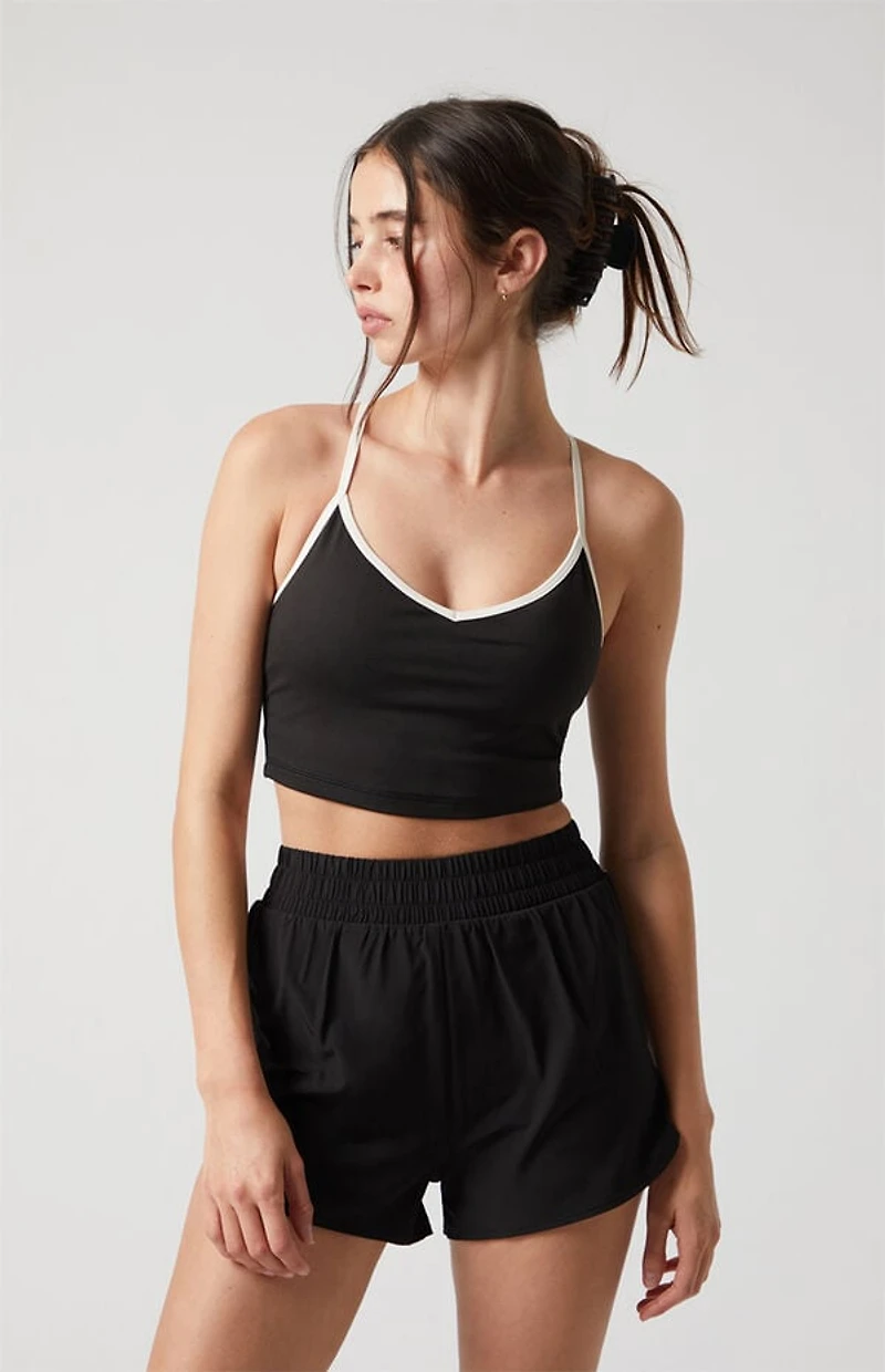 PAC 1980 WHISPER Active Black Charlie X-Back V-Neck Sports Bra