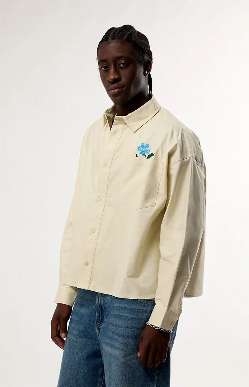 GARDENS & SEEDS Flower Oxford Button Up Long Sleeve Shirt