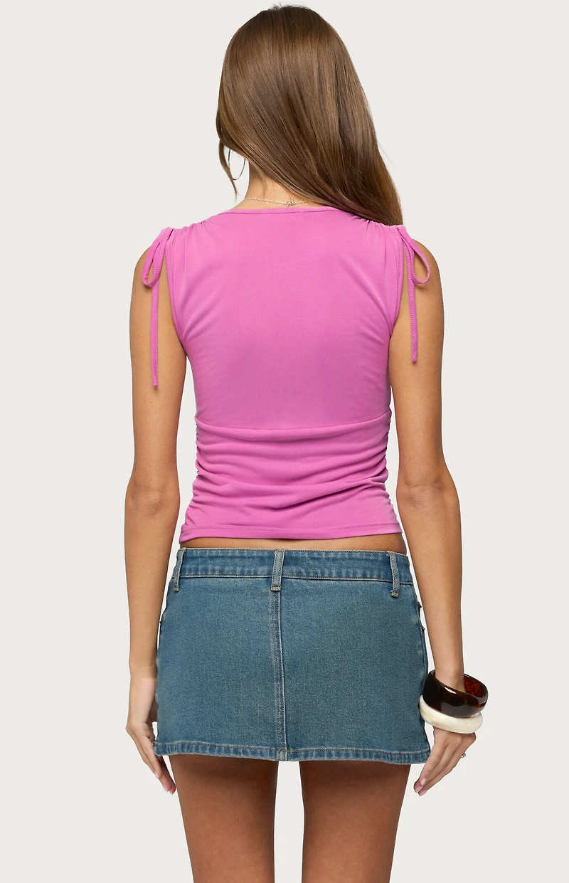 Edikted Cady Drawstring V Neck Tank Top