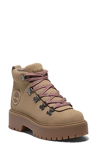 Timberland Women's Beige Nubuck Stone Street Mid Lace-Up Boots