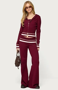 Edikted Kaliya Stripey Fold Over Knit Flared Pants