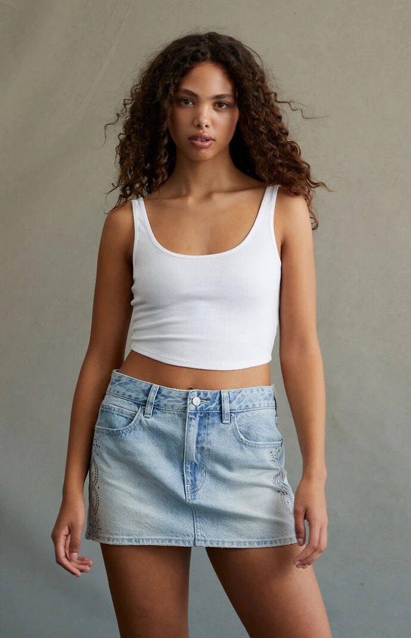 RARE DNM EDIT Studded Mid Rise Denim Mini Skirt