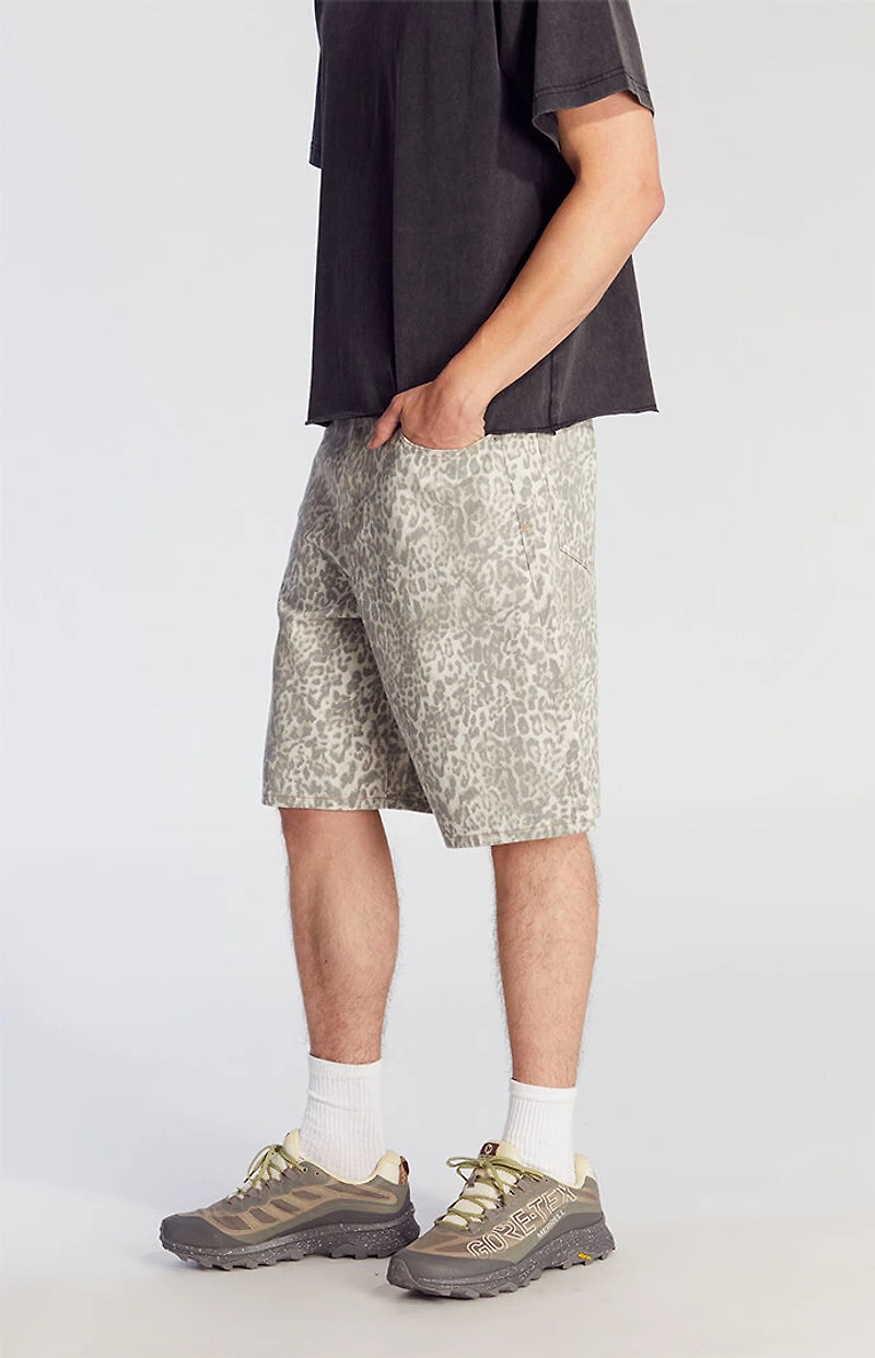 Pacsun Light Leopard Baggy Denim Shorts