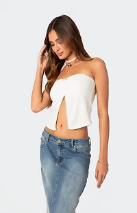 Edikted Percy Split Front Pointelle Top