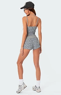 Edikted Wildflower Waffle Low Rise Micro Shorts