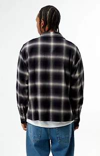 Pacsun Black & Purple Plaid Long Sleeve Flannel Shirt