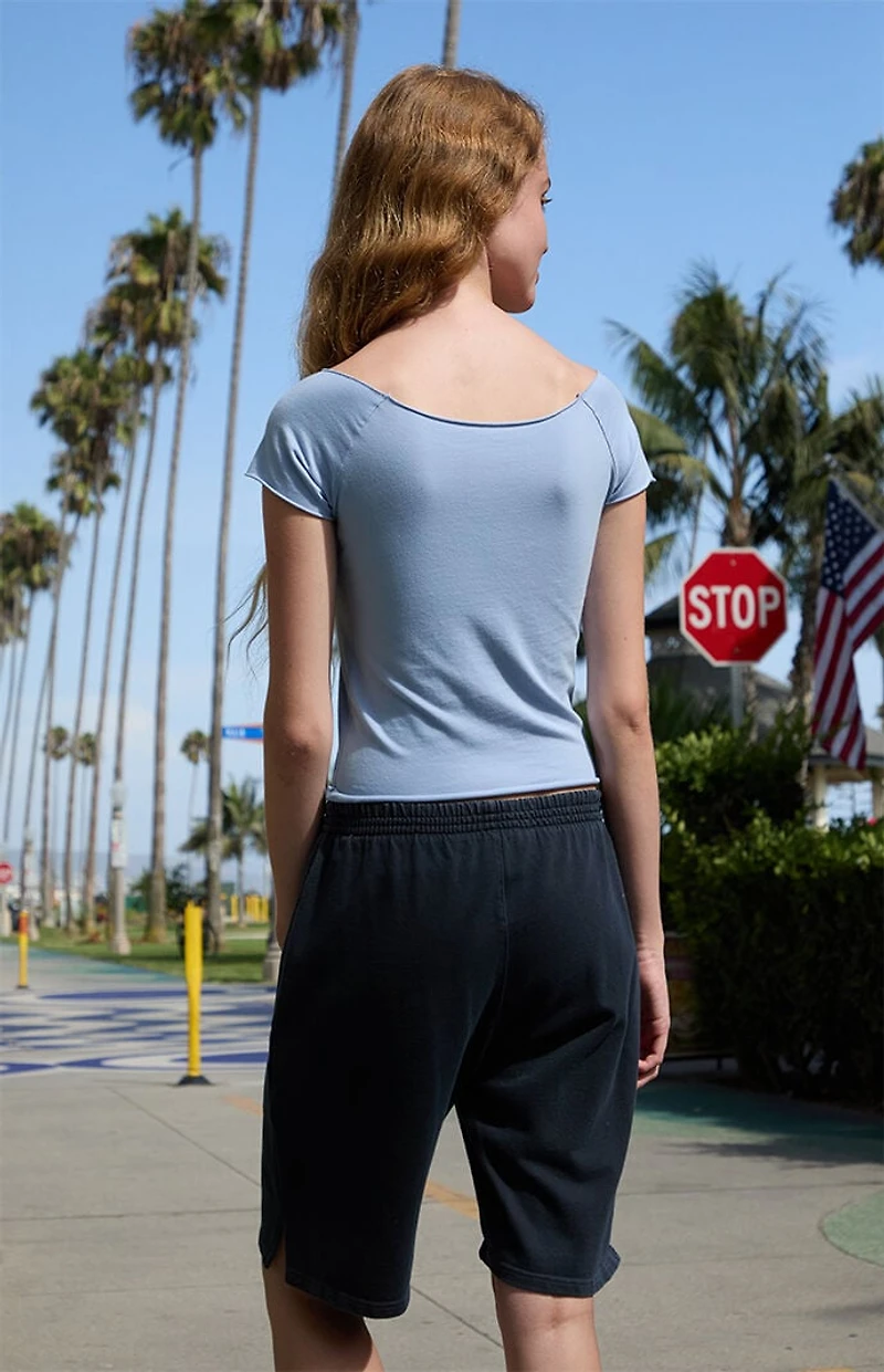 John Galt Light Blue Bonnie Off-The-Shoulder Top