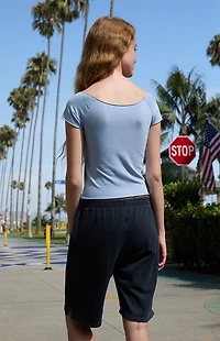 John Galt Light Blue Bonnie Off-The-Shoulder Top