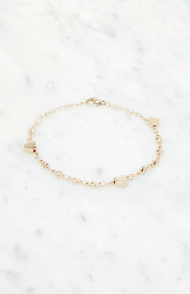 John Galt Gold Heart Charm Bracelet