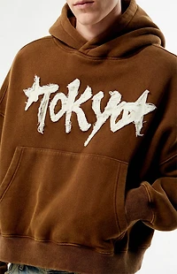 Pacsun Brown Tokyo Raw Applique Cropped Hoodie
