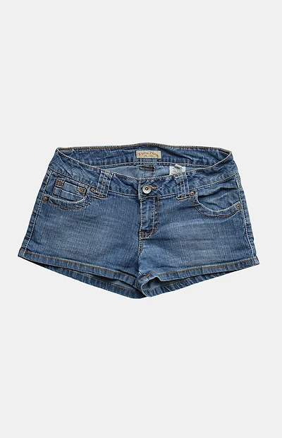 PS VINTAGE 2000s Y2K Low Rise Medium Blue Micro Jean Shorts