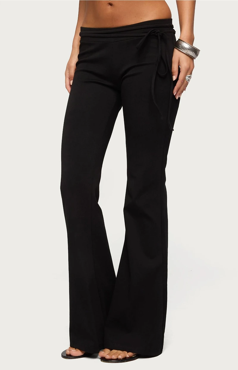 Edikted Junipar Waist Tie Flared Pants