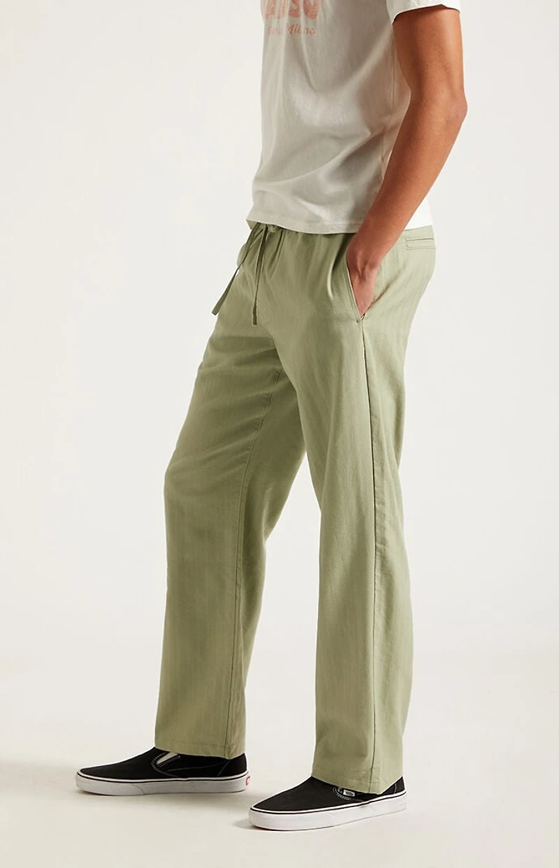 Pacsun Olive Straight Leg Linen Pants