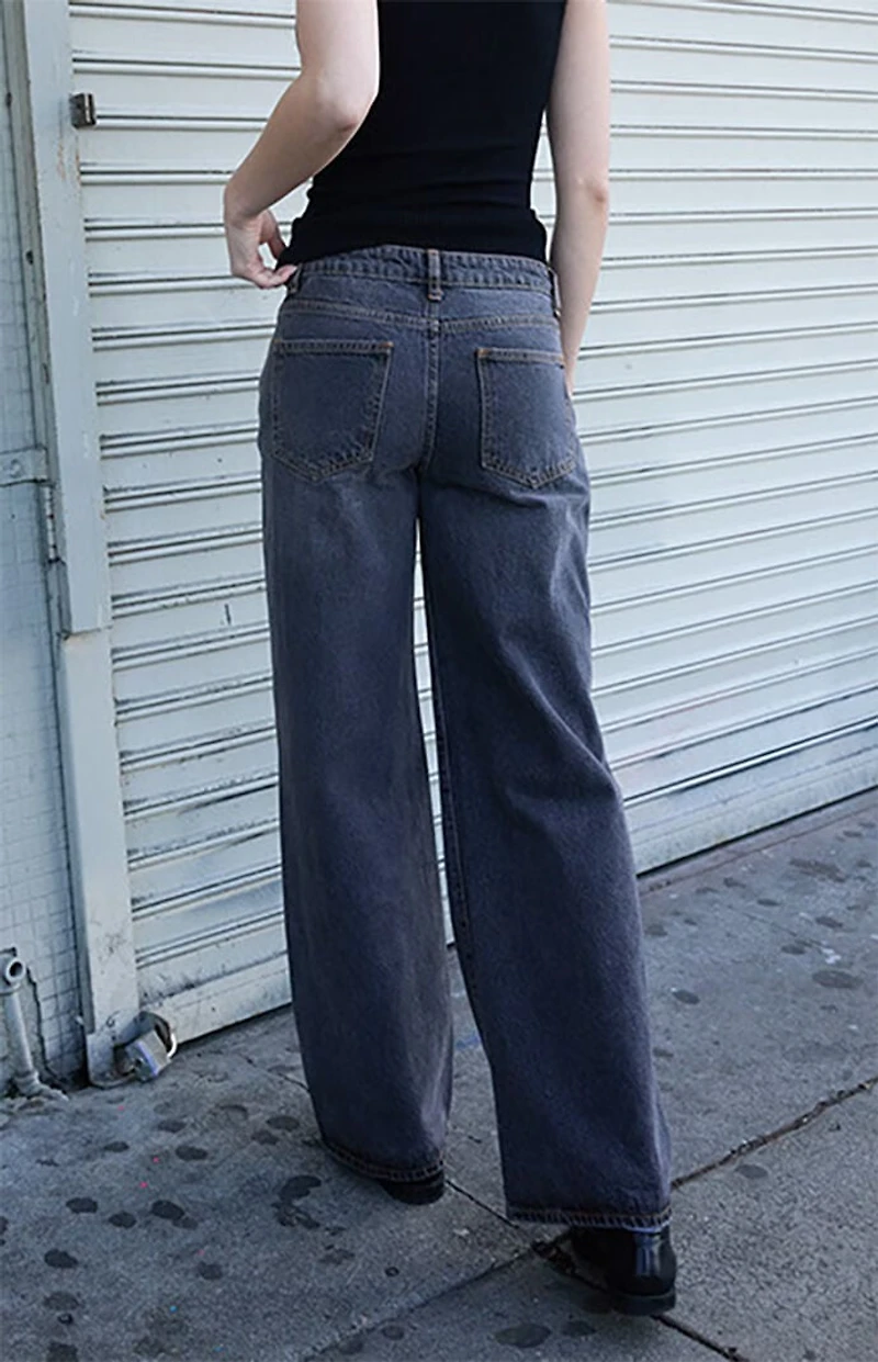 John Galt Washed Black Low Rise Straight Leg Jeans