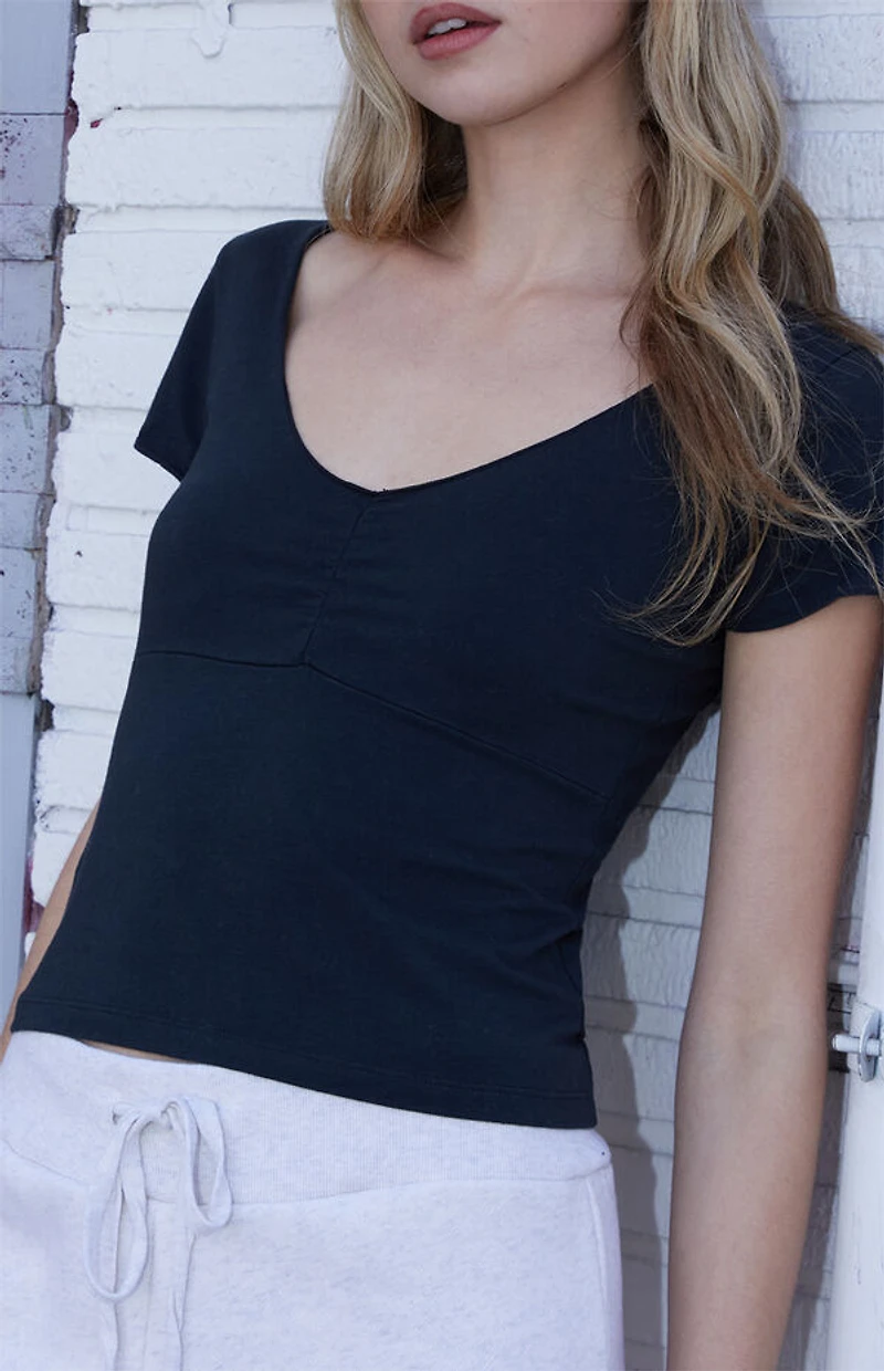 John Galt Black Gina Cinched Top