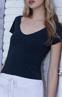 John Galt Black Gina Cinched Top