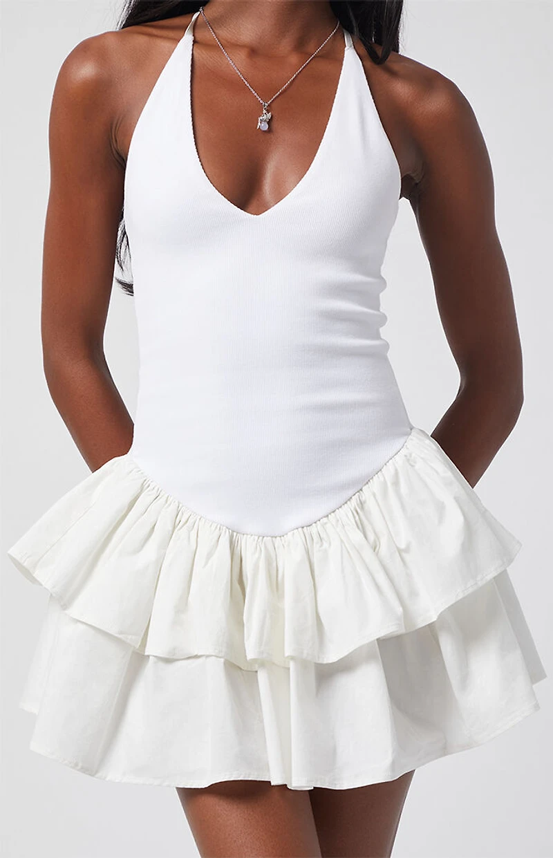 Beverly and Beck Drop Waist Halter Mini Dress