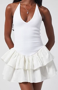 Beverly and Beck Drop Waist Halter Mini Dress