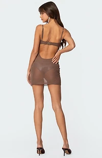 Edikted Flora Rhinestone Mesh Mini Dress