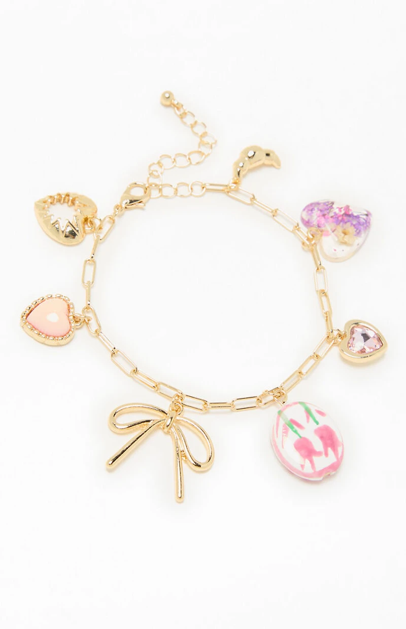 LA Hearts Fleur Link Charm Bracelet