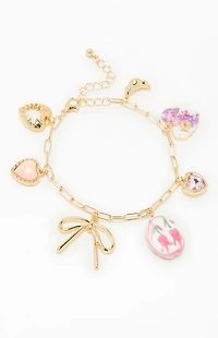 LA Hearts Fleur Link Charm Bracelet