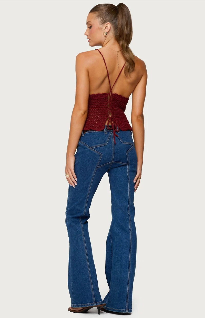 Edikted Starrie Panel Stitch Low Rise Jeans