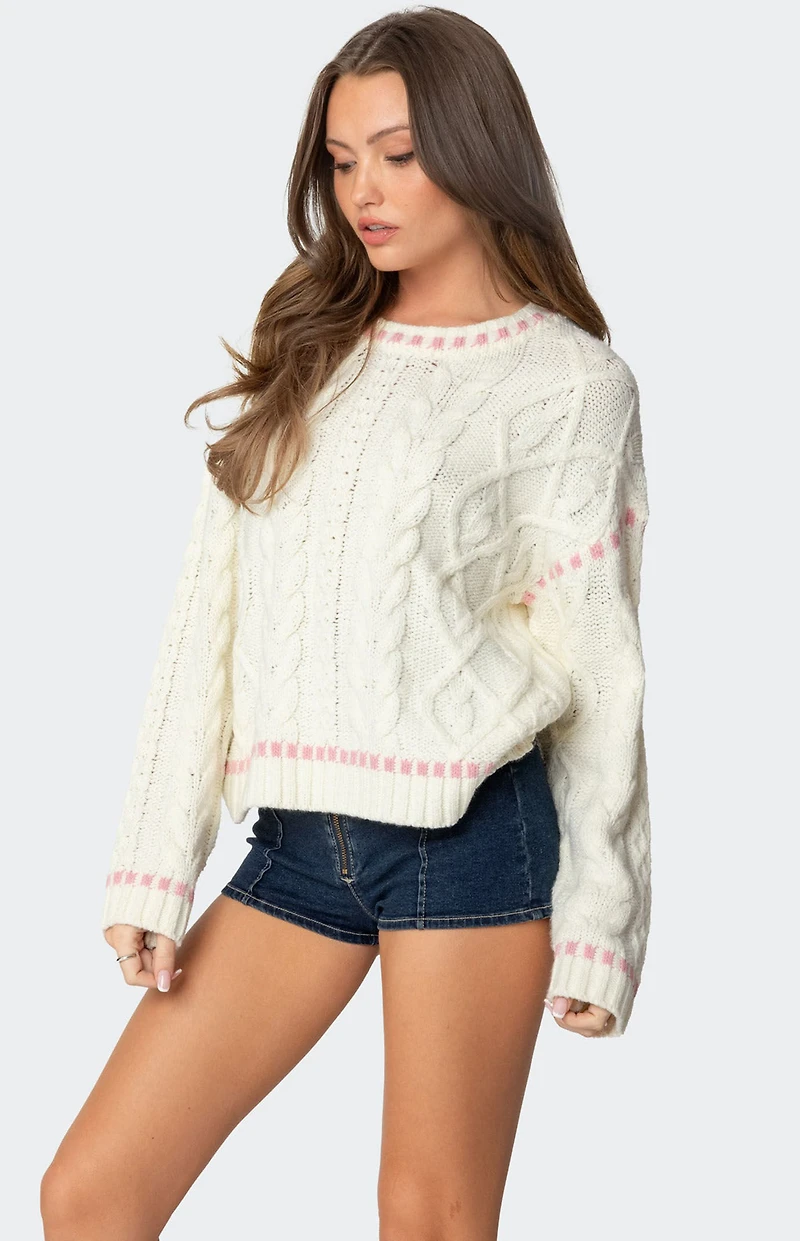 Edikted Eleni Cable Knit Sweater