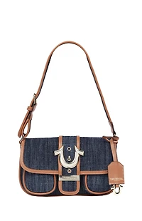True Religion Dark Denim Double Pocket Satchel Bag