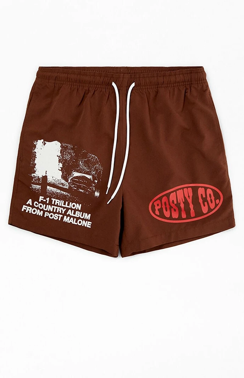 Post Malone Brown 4.5" Swim Trunks