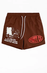 Post Malone Brown 4.5" Swim Trunks